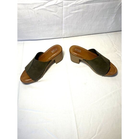 Ana Elissa Olive Green Platform Slip On Clog Sandal Studded Size 9.5M - Picture 2 of 6